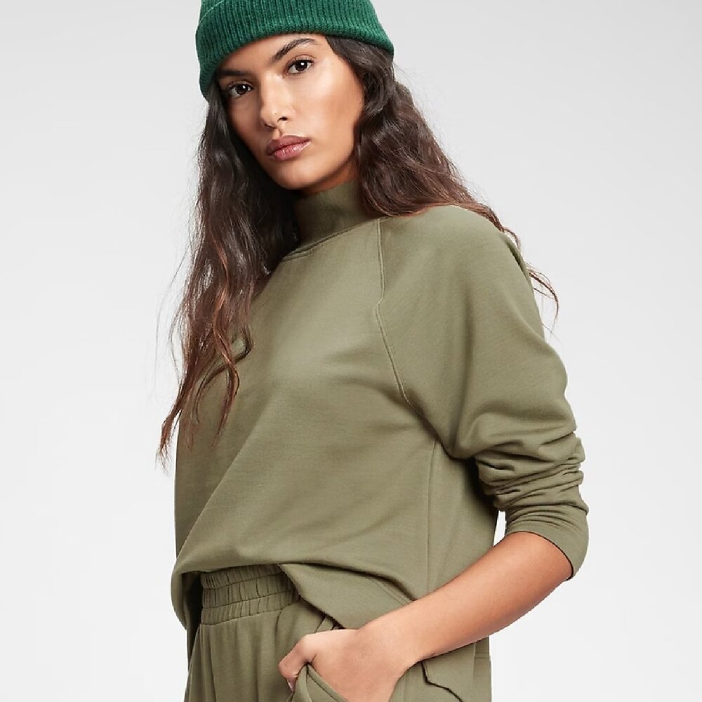 Gap Cloud Light Funnel Neck Sweatshirt Cactus Green Large Tall